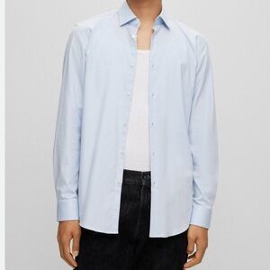 Acne Joshua Slim Fit Light Blue Poplin Button Up Shirt Size 46 (US 14.5)